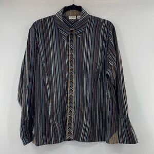 3For$20 Cato stripped Brown Button Down size: 18/20W